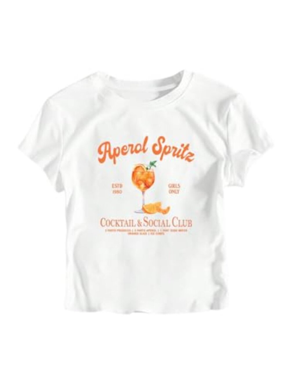 Tequila Print Y2K Slim Fit Crop Top Slogan Graphic Tee